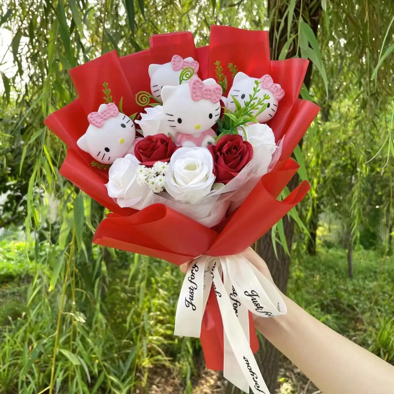 Hello Kitty Bouquet with Artificial Flowers