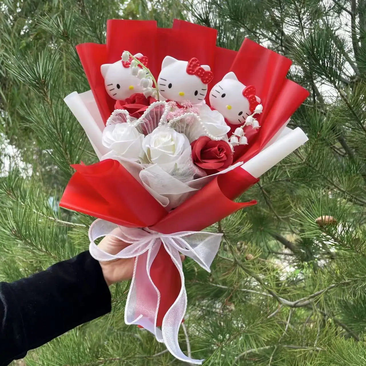 Hello Kitty Bouquet with Artificial Flowers