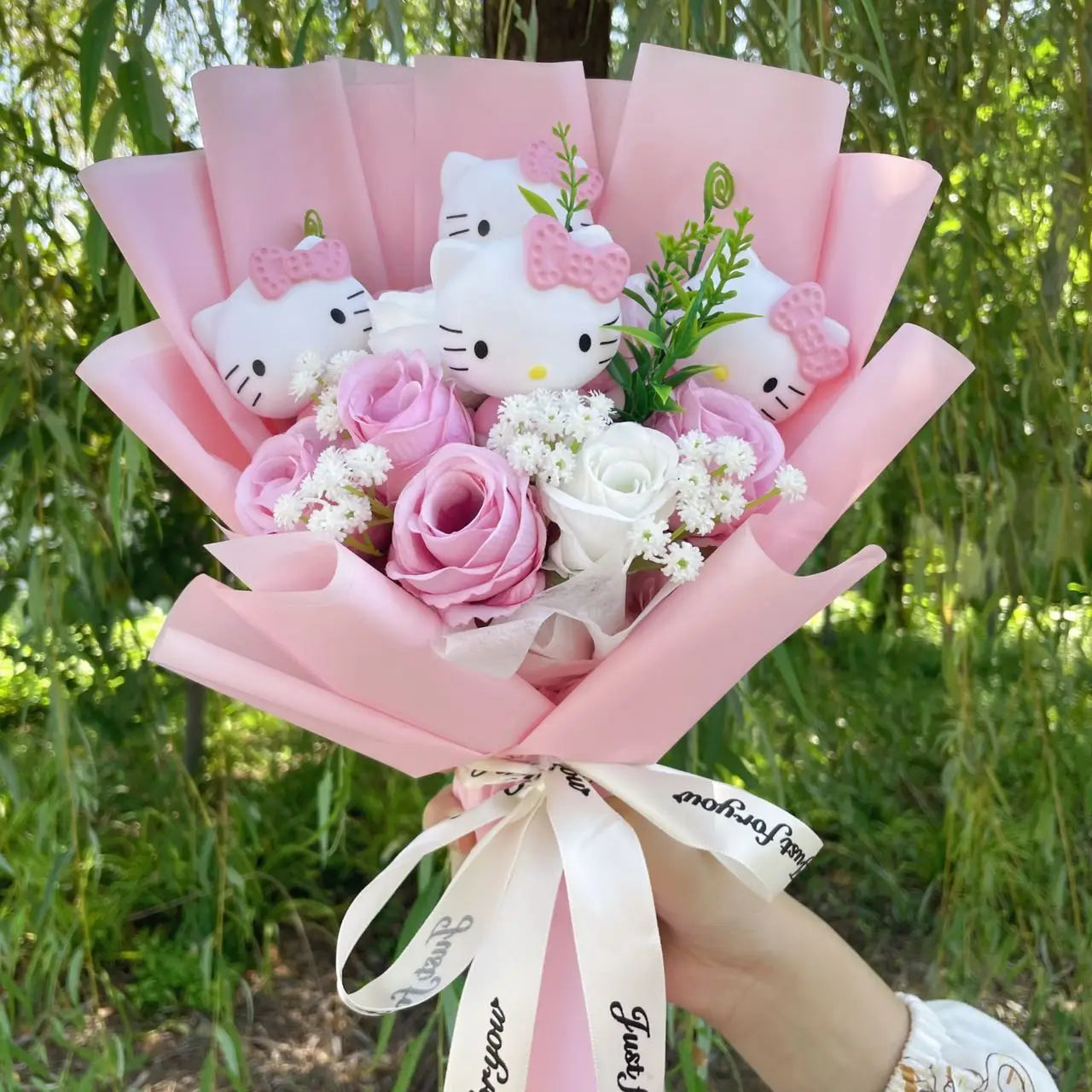 Hello Kitty Bouquet with Artificial Flowers