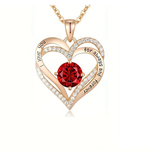 Luxury Red Zircon Necklace with Rose Gift Box